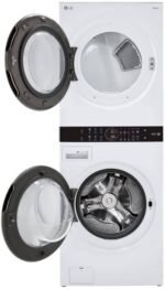 LG WashTower Stacked Smart Laundry Center 4.5 Cu.Ft. Front Load Washer & 7.4 Cu.Ft. Electric Dryer in White WKE100HWA - Image 3