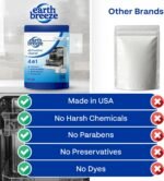 Earth Breeze Dishwasher Cleaner Tablets – 4-in-1 Cleans, Deodorizes, Refreshes & Protects – Removes Odor, Buildup & Residue – Fragrance Free, No Harsh Chemicals, Safe for All Dishwashers - Made in USA - Image 6