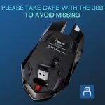 VEGCOO Wireless Gaming Mouse, C8 Silent Click Wireless Rechargeable Mouse with Colorful LED Lights and 3 Level DPI 400mah Lithium Battery for Laptop and Computer (Black) - Image 3