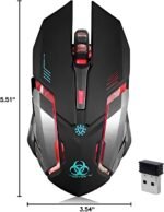 VEGCOO Wireless Gaming Mouse, C8 Silent Click Wireless Rechargeable Mouse with Colorful LED Lights and 3 Level DPI 400mah Lithium Battery for Laptop and Computer (Black) - Image 9