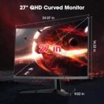KOORUI 27 Inch Curved Gaming Monitor QHD (2560 x 1440) 180Hz, 1ms 1500R Display, Adaptive Sync, 90% DCI-P3, HDMI 2.0 & DisplayPort 1.4, VESA, Tilt, Eye Care, 27E6QCA - Image 8