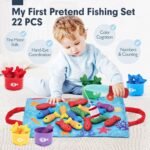 hahaland Toddler Toys Montessori Toys for 1 Year Old Boy Girl Birthday Gift - 10 in 1 Cloth Fishing Game Christmas Toddler Gifts 1-3 with Stacking Cups - Number Counting, Color Sorting Learning - Image 3