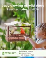 Window Bird Feeder, Metal - with Strong Suction Cups, Large Outdoor for Viewing Bird Watching Gift (Curved) - Image 3
