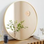 Sweetcrispy 30in Round Bathroom Mirrors for Wall, Bathroom Mirrors for Over Sink, Wall Decor for Bathroom, Entryway, Bedroom, Vanity, Classical Gold - Image 3