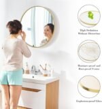 Sweetcrispy 30in Round Bathroom Mirrors for Wall, Bathroom Mirrors for Over Sink, Wall Decor for Bathroom, Entryway, Bedroom, Vanity, Classical Gold - Image 5