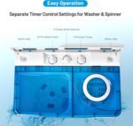 Giantex Washing Machine Semi-automatic, Twin Tub Washer with Spin Dryer, 26lbs Capacity, Built-in Drain Pump, Portable Laundry Washer, Compact Washing Machine for Apartment, Dorm and RV (White+Blue) - Image 3