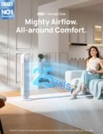 Dreo Tower Fan for Bedroom, 25ft/s Velocity Quiet Floor Fan, 90° Oscillating Fans for Indoors with 4 Speeds, 4 Modes, 8H Timer, Standing Fans, Bladeless Fan, White, Nomad One (DR-HTF007) - Image 3