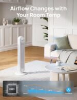 Dreo Tower Fan for Bedroom, 25ft/s Velocity Quiet Floor Fan, 90° Oscillating Fans for Indoors with 4 Speeds, 4 Modes, 8H Timer, Standing Fans, Bladeless Fan, White, Nomad One (DR-HTF007) - Image 4