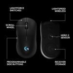 Logitech G PRO 2 Lightspeed Wireless Gaming Mouse, Right- or Left-Handed Mouse with up to 4 Customizable and Switchable Magnetic Side Buttons, 44K DPI Sensor, USB-C Charging, for PC/Mac - Black - Image 7