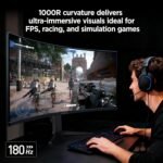 KOORUI 34-inch Curved Ultrawide WQHD 3440×1440 Gaming Monitor, 180Hz 1000R- PIP/PBP, 1ms(MPRT), HDR400, DCI-P3 95%, FreeSync Premium, 1 x DP 1.4 & 2 x HDMI 2.0, Tilt Height Swivel Adjustment, 34E6UC - Image 6