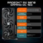 GIGABYTE Radeon RX 9070 Gaming OC 16G Graphics Card, PCIe 5.0, 16GB GDDR6, GV-R9070GAMING OC-16GD Video Card - Image 3