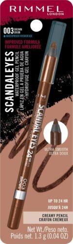Rimmel London Scandaleyes Waterproof Gel Pencil Eyeliner, Long-Wearing, Ultra-Smooth, Smudge-Proof, 003, Brown, 0.04oz - Image 3