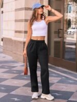 AUTOMET Women's Wide Leg Sweatpants Fleece Lined Baggy Straight Leg Lounge Pants Fall Outfits Athletic Joggers with Pockets - Image 3