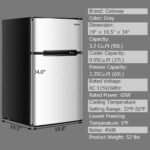 COSTWAY Mini Fridge with Freezer, 3.2 Cu.ft. 2-Door Mini Freezer Cooler Fridge w/ Reversible Door, Removable Glass Shelves, Mechanical Control, Small Refrigerator for Bedroom, Dorm, Office (Grey) - Image 5