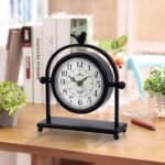 MODE HOME Silent Battery Operated Black Metal Analog Desk Clock with Bird, Small Table Clock for Farmhouse Decor, Mantel Shelf, Home and Living Room - Image 3