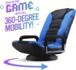 Swivel Floor Gaming Chair - Video Lounger Enjoy 6 Different Positions, Adjustable Backrest, Removable Arm Rests, Folds to Store, Stylish Blue with Black Center Stripe - Image 7