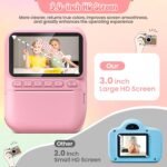 Instant Print Camera for Kids, 3.0" HD 32MP Kids Camera 1080P with 3 Rolls of Printer Paper, Birthday Gifts Toy for 3-12 Year Old Girls Boys with 32GB SD Card-Pink - Image 3