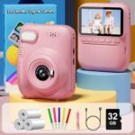 Instant Print Camera for Kids, 3.0" HD 32MP Kids Camera 1080P with 3 Rolls of Printer Paper, Birthday Gifts Toy for 3-12 Year Old Girls Boys with 32GB SD Card-Pink - Image 7