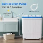 Giantex Portable Washing Machine, 17.6lbs Compact Washer Spinner Combo with Pump Drain, Twin Tub 11lbs Wash & 6.6lbs Spin, Lavadoras Portatiles for Apartment RV Dorm College (White & Blue) - Image 6
