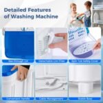 Giantex Portable Washing Machine, 17.6lbs Compact Washer Spinner Combo with Pump Drain, Twin Tub 11lbs Wash & 6.6lbs Spin, Lavadoras Portatiles for Apartment RV Dorm College (White & Blue) - Image 7