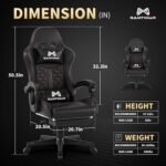 Gaming Chair, 400 lbs Adult Chair, High Back Computer Chair with Footrest and Linked Armrests, Office Video Game Chair with Lumbar Support (Black) - Image 4