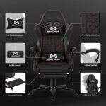 Gaming Chair, 400 lbs Adult Chair, High Back Computer Chair with Footrest and Linked Armrests, Office Video Game Chair with Lumbar Support (Black) - Image 5