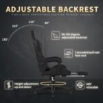 Gaming Chair, 400 lbs Adult Chair, High Back Computer Chair with Footrest and Linked Armrests, Office Video Game Chair with Lumbar Support (Black) - Image 7