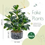 Der Rose Fake Plants Artificial Plants Indoor with Black and White Striped Pots for Room Home Bathroom Bedroom Kitchen Decor - Image 4