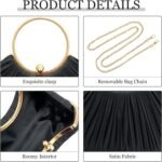 Clutch Purses for Women Pleated Evening Bag–Silk Handbag with Detachable Chain,Luxury Formal Clutch for Prom,Wedding,Dinner - Image 3