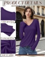 Huukeay 4 Pack Women's V Neck Long Sleeve T Shirts Basic Tops Casual Fall Loose Fit Blouse Tee Clothes Fashionable Outfits - Image 5