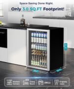 EUHOMY 4.5 Cu.ft Beverage Refrigerator and Cooler, 145 Can Mini fridge with Glass Door for Soda Beer Wine, Small Drink Dispenser with Digital Adjustable Thermostat for Home Office Bar - Image 3