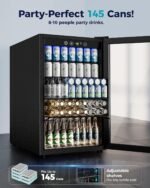 EUHOMY 4.5 Cu.ft Beverage Refrigerator and Cooler, 145 Can Mini fridge with Glass Door for Soda Beer Wine, Small Drink Dispenser with Digital Adjustable Thermostat for Home Office Bar - Image 4