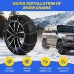 Auto Tightening Snow Chains for Cars, SUVs & Pickup Trucks – 1-Min Quick-Fit Auto Installation, Reusable Universal Emergency Traction Tire Chains – Set of 2（ALN170） - Image 3