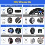 Auto Tightening Snow Chains for Cars, SUVs & Pickup Trucks – 1-Min Quick-Fit Auto Installation, Reusable Universal Emergency Traction Tire Chains – Set of 2（ALN170） - Image 5