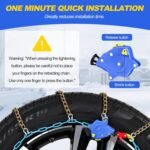 Auto Tightening Snow Chains for Cars, SUVs & Pickup Trucks – 1-Min Quick-Fit Auto Installation, Reusable Universal Emergency Traction Tire Chains – Set of 2（ALN170） - Image 9