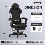 Gaming Chair,Fabric Computer Chair with Pocket Spring Cushion,400 lb Load Capacity,Ergonomic Office Chair with Footrest,Height Adjustable Video Gamer Chair with Lumbar Support (Black) - Image 4