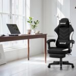 Gaming Chair,Fabric Computer Chair with Pocket Spring Cushion,400 lb Load Capacity,Ergonomic Office Chair with Footrest,Height Adjustable Video Gamer Chair with Lumbar Support (Black) - Image 8