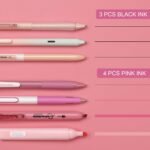 WRITECH Gel Pens Journaling Highlighters: Journal Set Aesthetic Assorted Pastel Color Ink 0.5mm Fine Point Retractable 0.7mm Black Pen Smooth Writing Drawing No Bleed 7ct (Pink) - Image 4