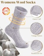 Loritta Wool Socks for Women, Winter Warm Stocking Stuffers Gifts for Women Cabin Crew Hiking Boot Socks - Image 3