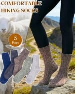 Loritta Wool Socks for Women, Winter Warm Stocking Stuffers Gifts for Women Cabin Crew Hiking Boot Socks - Image 4