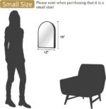 Black Arched Wall Mirror Aluminum Alloy Frame Bathroom Mirror Brushed Metal Vanity Wall Mounted Mirror for LivingRoom Bedroom Entryway Room Home Decor 16"x12" - Image 3