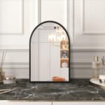 Black Arched Wall Mirror Aluminum Alloy Frame Bathroom Mirror Brushed Metal Vanity Wall Mounted Mirror for LivingRoom Bedroom Entryway Room Home Decor 16"x12" - Image 4