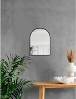 Black Arched Wall Mirror Aluminum Alloy Frame Bathroom Mirror Brushed Metal Vanity Wall Mounted Mirror for LivingRoom Bedroom Entryway Room Home Decor 16"x12" - Image 5