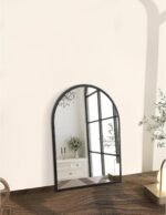 Black Arched Wall Mirror Aluminum Alloy Frame Bathroom Mirror Brushed Metal Vanity Wall Mounted Mirror for LivingRoom Bedroom Entryway Room Home Decor 16"x12" - Image 7