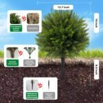 24.5 Inch (H) Artificial Cedar Topiary Ball Trees, Set of 4 Fake Shrub Bushes with Ground Spike, UV Resistant Faux Cypress Greenery Decor for Outdoor Garden, Patio, Front Porch, and Indoor Use - Image 5