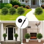 24.5 Inch (H) Artificial Cedar Topiary Ball Trees, Set of 4 Fake Shrub Bushes with Ground Spike, UV Resistant Faux Cypress Greenery Decor for Outdoor Garden, Patio, Front Porch, and Indoor Use - Image 6