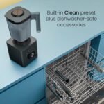 Chefman Obliterator 48 oz Countertop Blender for Smoothies, 1380W Motor to Crush Ice, Nuts, and Frozen Fruit with Stainless Steel Blade, Auto Blend Function, Includes Tamper and Scraper - Midnight - Image 8