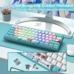 Womier 60% Percent Keyboard,WK61 V2 Mechanical RGB Wired Gaming Keyboard,Hot-Swappable Creamy Key Board with PBT Keycaps,Linear Red Switch for Windows/MAC (Blue) - Image 5