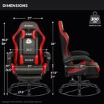 NEO CHAIR Video Gaming Chair with Footrest High Back Ergonomic Comfortable Office Computer Desk with Lumbar Support Height Adjustable with PU Leather Recliner for Adults Women Men (Red) - Image 4