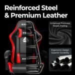 NEO CHAIR Video Gaming Chair with Footrest High Back Ergonomic Comfortable Office Computer Desk with Lumbar Support Height Adjustable with PU Leather Recliner for Adults Women Men (Red) - Image 9